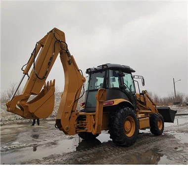 2 台の忙しいバックホーローダー